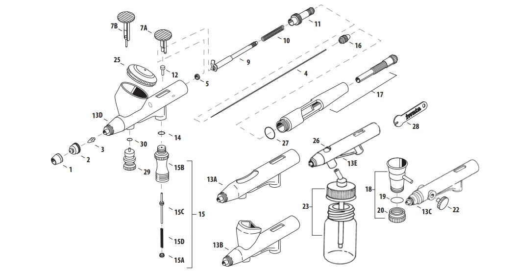High Performance Plus HP-A+ / B+ / SB+ / C+ / BC+ &mdash; exploded parts diagram