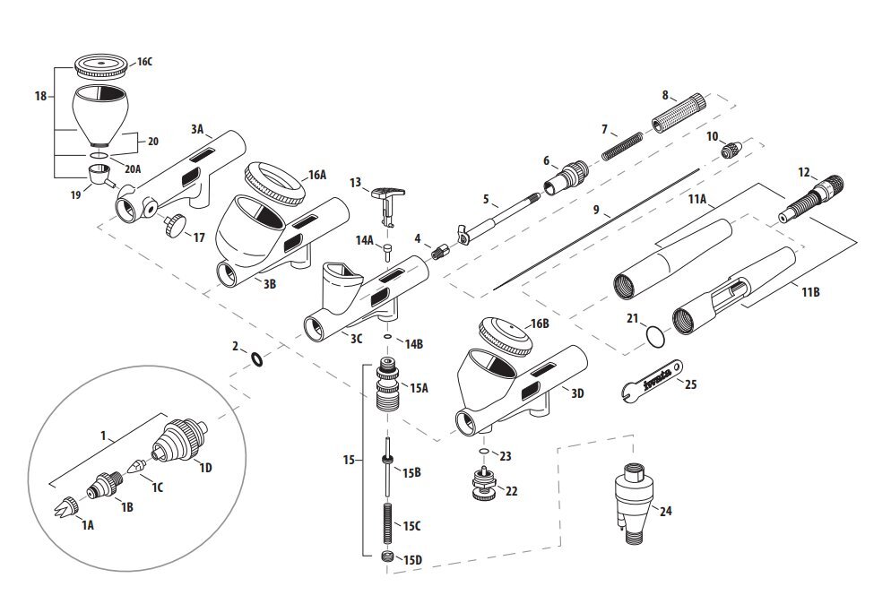 Custom Micron CM-B / CM-SB / CM-C / CM-C+ / Takumi &mdash; exploded parts diagram